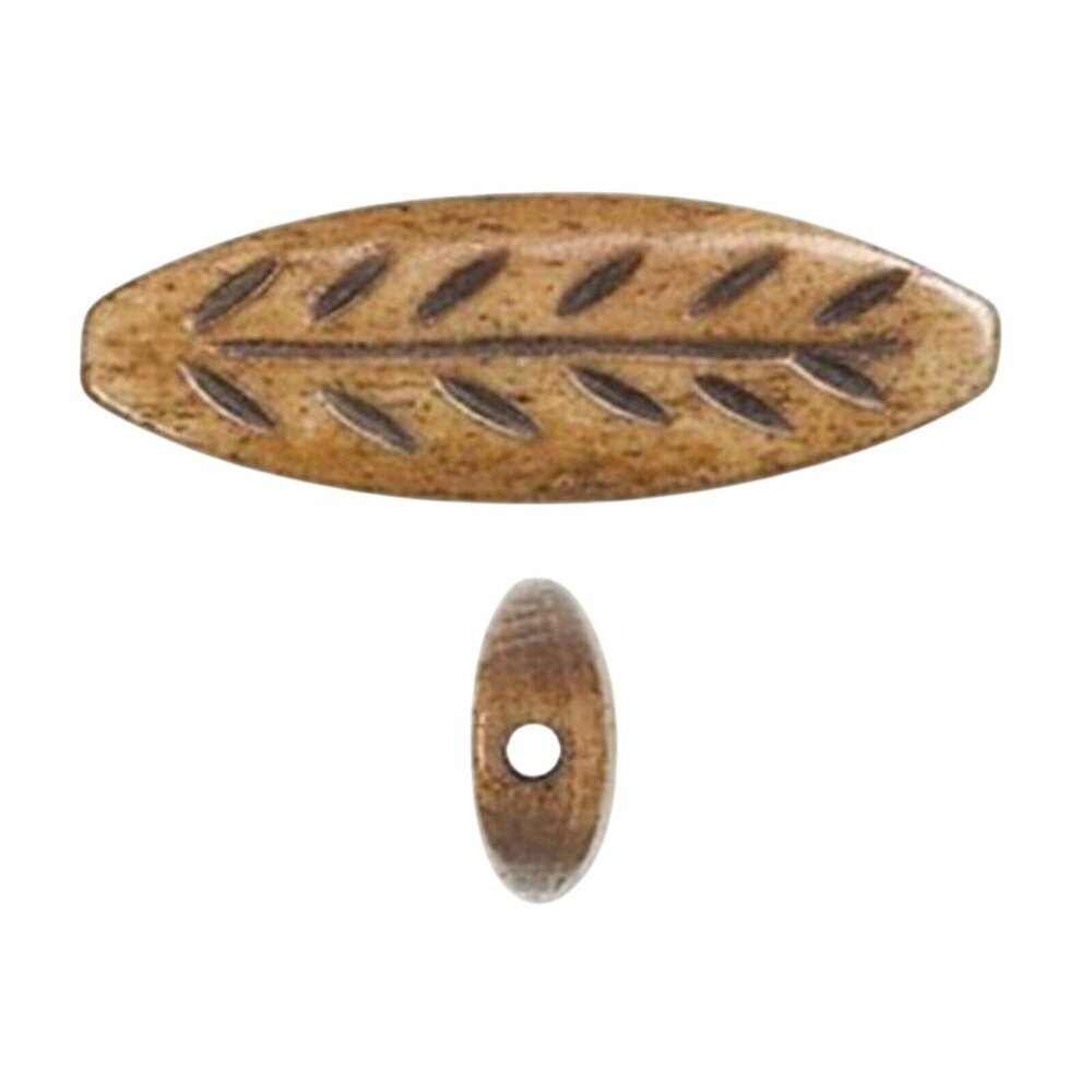 India Tribal Carved Leaf Marquise Brown Black Yak Bone 40mm Pendant Bead